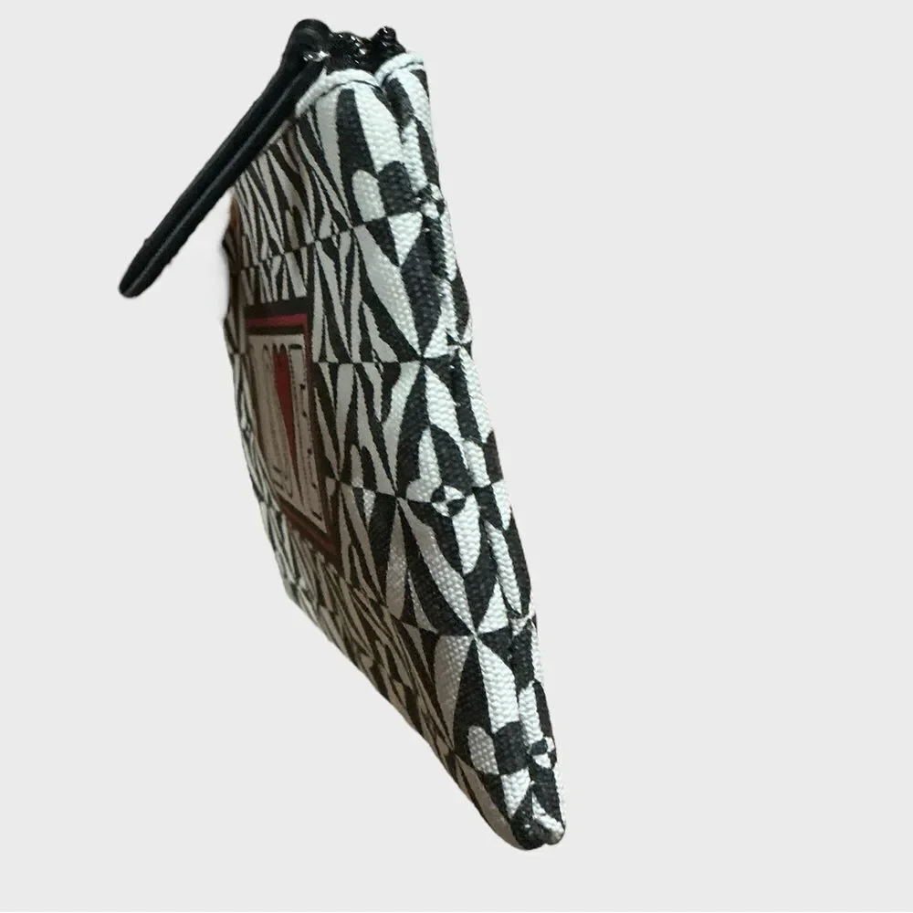 Brighton Love Wristlet Cosmetic Bag Makeup Pouch Black White Hearts